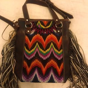 🛍 Nena & Co - Fringe Leather Huipil Tote
